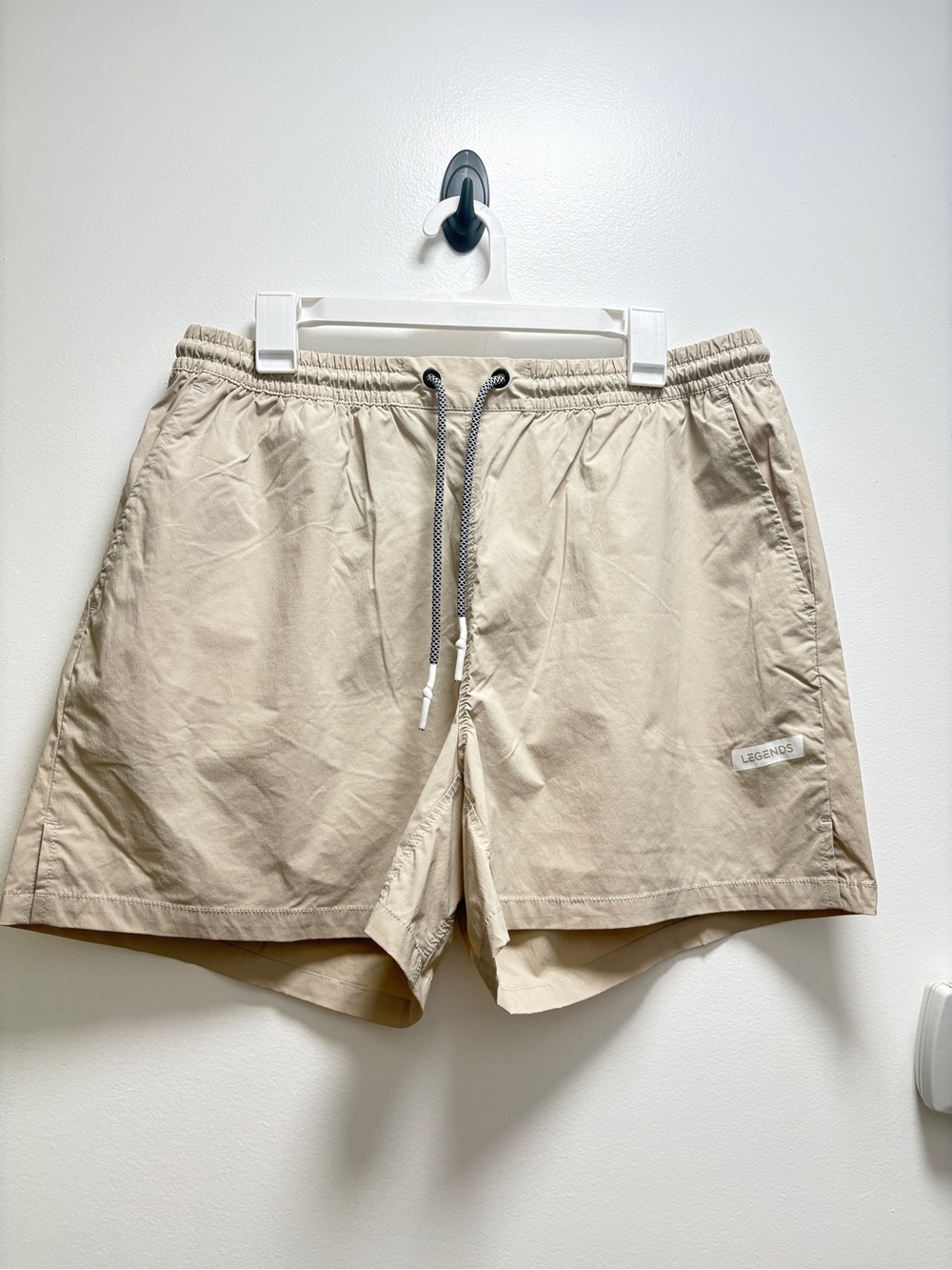 LEGENDS Men's Beige Quick-Dry Swim Trunks with Drawstring Waist